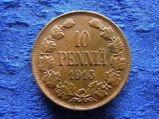Finland 10 Pennia 1915,  Km14 Cleaned