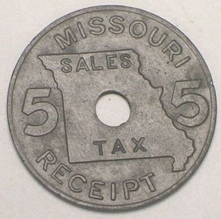 Vintage Missouri State 5 Mils Sales Tax Token