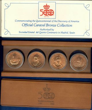 1992 4 - Piece Bronze Medallion Set – Columbus/discovery Of America
