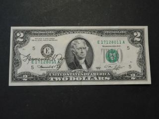 Series 1976 Us Uncirculated Two Dollar Bill Signed By Francine Neff