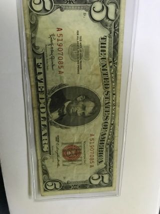 1963 5 Dollar Red Seal Bill