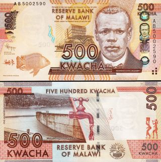 Malawi 500 Kwacha,  2012,  Unc,  P - 61a,  Prefix Ab