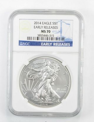 Ms70 2014 American Silver Eagle - Early Releases - Graded Ngc 119