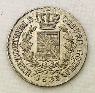 1835 6 Kreuzer German States Duchy Saxe - Coburg Gotha Ernst I Silver Coin Unc