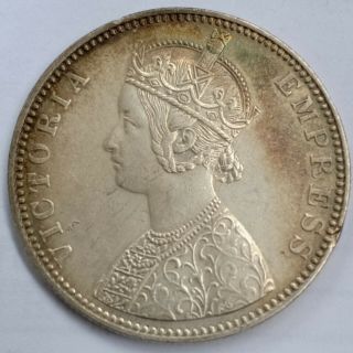 British East India Victoria Empress Silver Rupee 1889 B Incused Wow