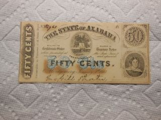 Obsolete Confederate State Of Alabama 50 Cent Fractional 1863