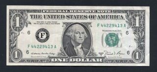 Us One $1 Frn Note Paper Dollar Greenback Bill - Series 1981 A - F44229413a -