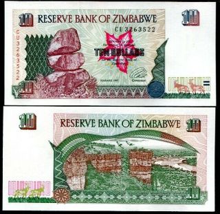 Zimbabwe 10 Dollars 1997 P 6 Unc
