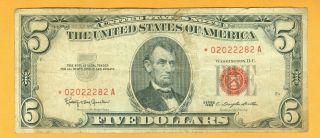1963 $5 Five Dollar United States Note Red Seal Star Note