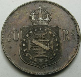 Brazil 40 Reis 1879 - Bronze - Pedro Ii - Vf - 570 ¤