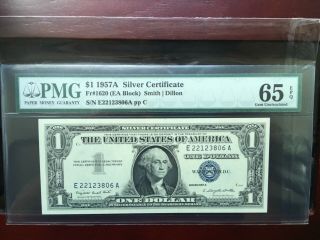 1957 - A $1 Fr 1620 pp C EA Block Silver Certificate GEM UNCIRCULATED PMG 65 EPQ 3