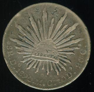 1890 Do M C Mexico Silver 8 Reales Chop Marks
