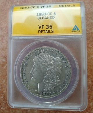 1883 Cc Morgan Silver Dollar - Carson City - Anacs - Vf 35