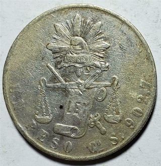 Mexico,  Peso,  1873 Gos,  Baggy Fine, .  786 Ounce Silver