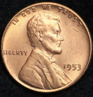 Red Uncirculated 1953 Lincoln Wheat Penny