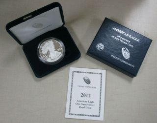 Us 2012 One - Ounce.  999 Fine Silver American Eagle Proof In Blue Gov 