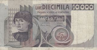 10 000 Lire Fine - Vg Banknote From Italy 1980 Pick - 106