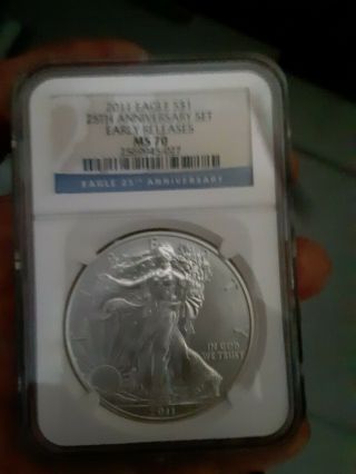 2011 $1 25th Anniversary Set American Silver Eagle Ngc Ms70 Early Releases