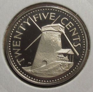 Barbados 25 Cents 1975 Proof