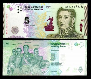 Argentina In S.  America,  1 Pce Of 5 Pesos 2015,  P -,  Unc From Bundle