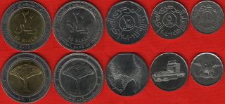 Yemen Set Of 5 Coins: 1 - 20 Rials 1993 - 2009 Unc