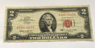 1963 $2 United States Note Two Dollar Bill With Red Seal