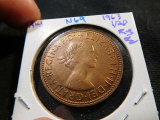 N69 Australia 1963 1/2 Penny Bu Red Brown