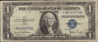 1935 D $1 Silver Certificate One Dollar Note Star 58135979b Wide Back