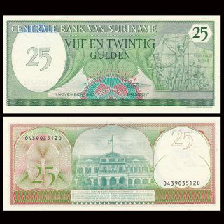 Suriname 25 Gulden,  1985,  P - 127b,  Unc，banknotes,