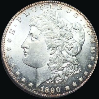 1890 - S Morgan Silver Dollar Gemmy Uncirculated San Francisco Collectible Nr