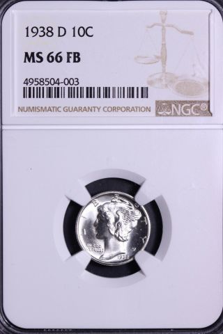 1938 - D Mercury Dime Ngc Ms66 Fb Blast White 1 - 2alt