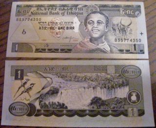 Ethiopia 1 Birr Dated 2000 P46b Crisp Uncirculated Banknote - Ships