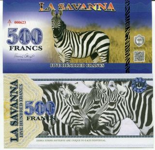 La Savanna 500 Francs 2015 Zebra Wild Animal Series Aunc