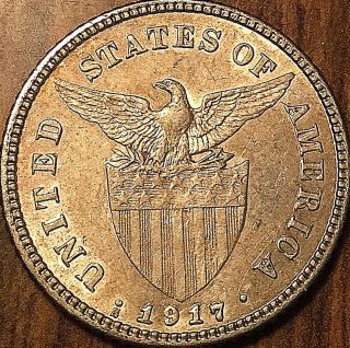 1917 United States Philippine 20 Centavos Silver Coin - Luster Close To Unc
