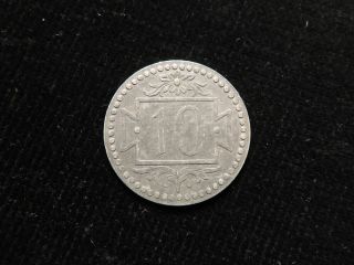 German Danzig Kriegsgeld Zinc 10 Pfennig Token 1920 2