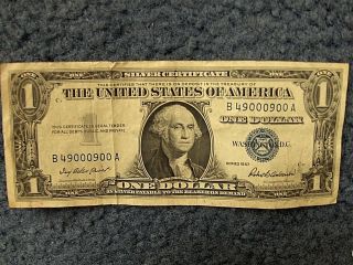 1957 One Dollar Silver Certificate Note With Crazy Five - Of - A - Kind Serial Number