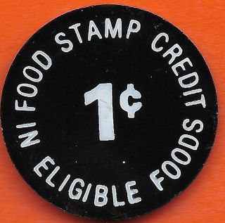 FOOD STAMP TOKEN THOMPSON ' S KING OF MEATS 1 CENT STORE CREDIT SCRIP 2
