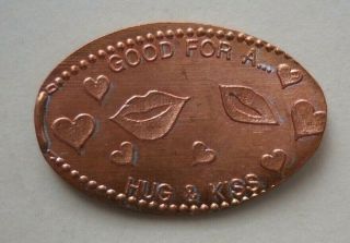 Good For A Hug And Kiss Elongated Penny Usa Cent Lips Hearts Souvenir Coin