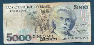 Brazil 5000 Cruzeiros,  1980s,  Vf