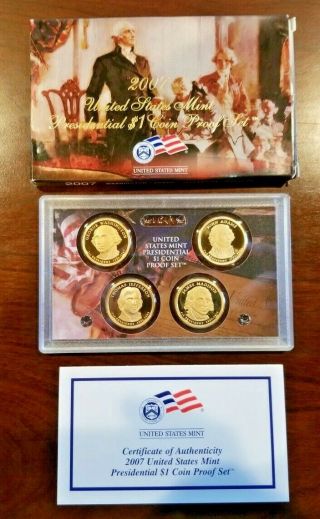 2007 Us Presidential $1 Coin Proof Set Dollar 4 Coins Set With