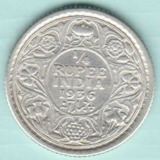 British India - 1936 - King George V - 1/4 Rupee - Ex Rare Silver Coin