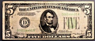 1934 $5 Five Dollar Federal Reserve Note Cleveland Lt Grn Seal Fr 1955 - D A1155