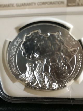 2016 MS70 Rwanda 1oz Silver 50 Francs Meerkat NGC UNC African Ounce Series 7