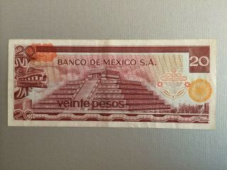 20 PESO MEXICO BANKNOTE 1977 CIR MORELOS SER CW MEXICO BANCO DE MEXICO 2
