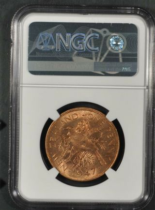 1947 NGC MS65RB ZEALAND PENNY 4