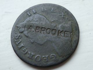 Counterstamped 1730 Giii Half Penny " H.  A.  Brooker " Countermark