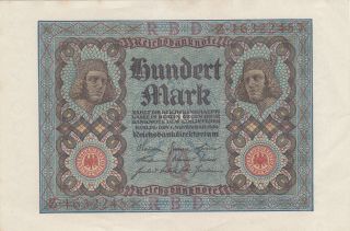 100 Mark Aunc Banknote From Germany 1920 Pick - 69