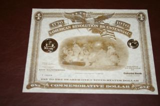 American Revolution Bicentennial Commemorative Dollar Certificate Hampshire