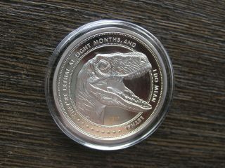 Jurassic Park 25th Anniversary Coin Silver Plated Velociraptor dinosaur fossil 2