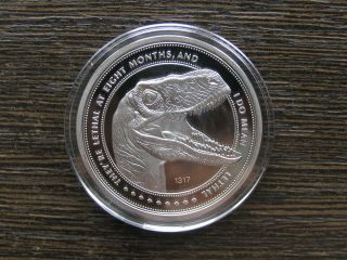 Jurassic Park 25th Anniversary Coin Silver Plated Velociraptor dinosaur fossil 3